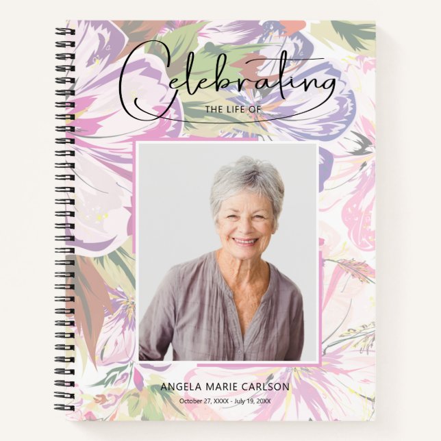 Floral Celebration of Life Funeral Guest Book (Front)