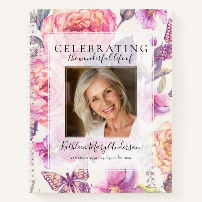 Floral Celebration of Life Funeral Guest Book (Front)