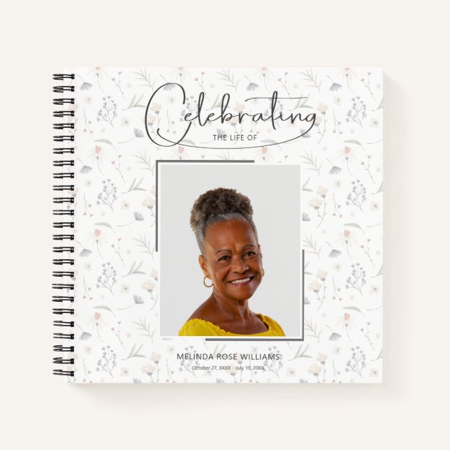 Floral Celebration of Life Funeral Guest Book (Front)