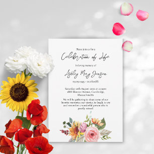Floral Celebration of Life Funeral Invitation