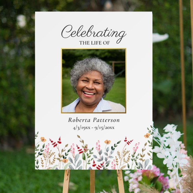 Floral Celebration of Life Photo Download Funeral Poster (Creator Uploaded)