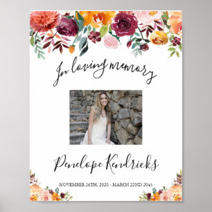 Floral Celebration Of Life Sign, Photo Sign