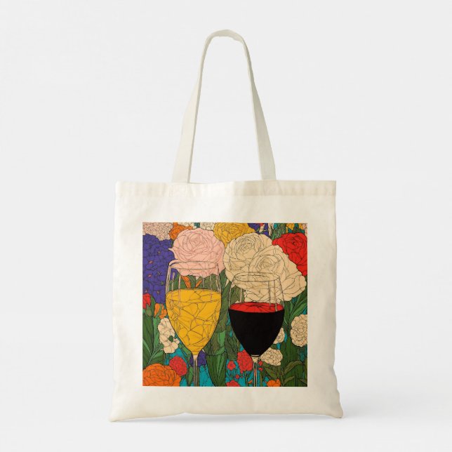 Floral Celebration Wine Glasses - Cheers to Colour Tote Bag (Back)