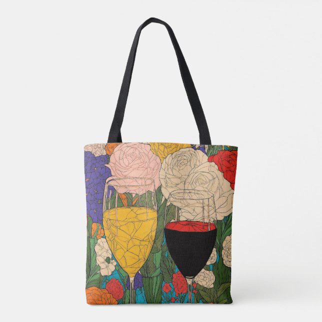 Floral Celebration Wine Glasses - Cheers to Colour Tote Bag (Back)