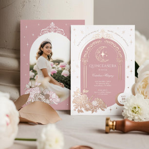 Floral Celestial Moon Star Tiara Quinceanera Photo