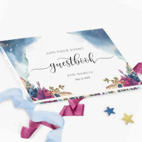 Floral Celestial, Starry Blue Teal and Purple