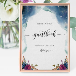 Floral Celestial,  Starry Guestbook Sign