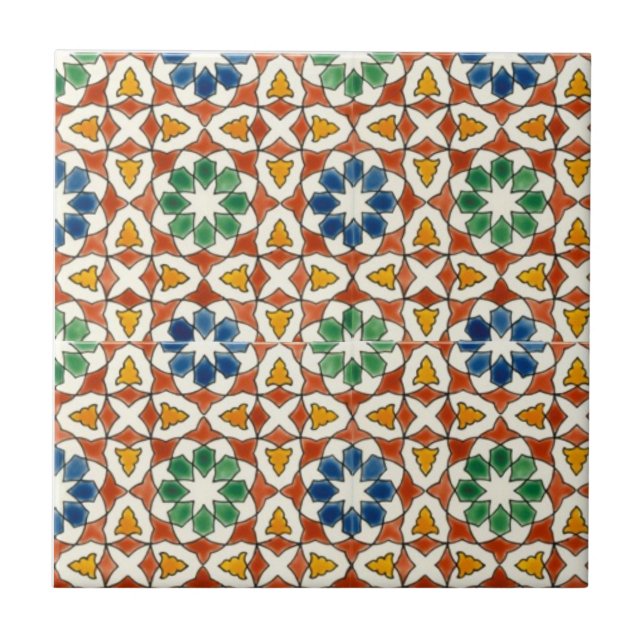 Floral Ceramic Tile, Small (4.25" x 4.25") Tile (Front)