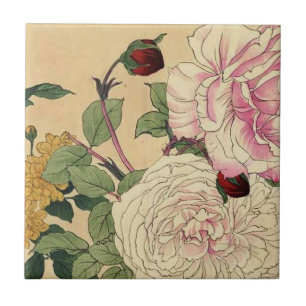 Floral Ceramic Tile, Small (4.25" x 4.25") Tile