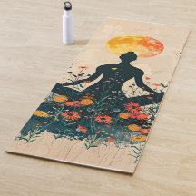 Floral Chakra Illustration Yoga Mat