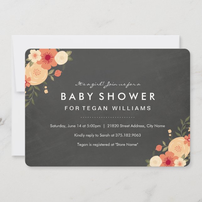 Floral Chalkboard | Baby Shower Invitation (Front)