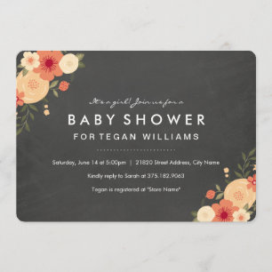 Floral Chalkboard   Baby Shower Invitation