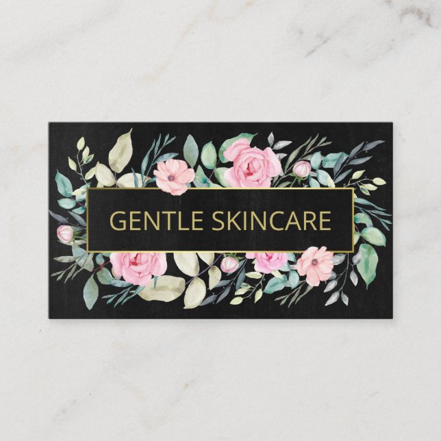 Floral Chalkboard Bath Body Spa Soap Skincare Business Card (Front)