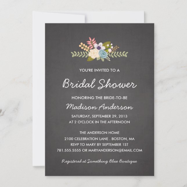 FLORAL CHALKBOARD | BRIDAL SHOWER INVITATION (Front)