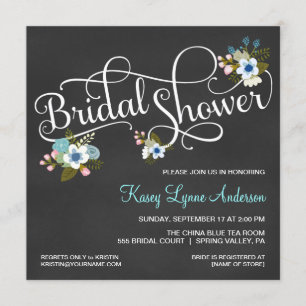 Floral Chalkboard Bridal Shower Invitations