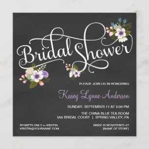 Floral Chalkboard Bridal Shower Invitations