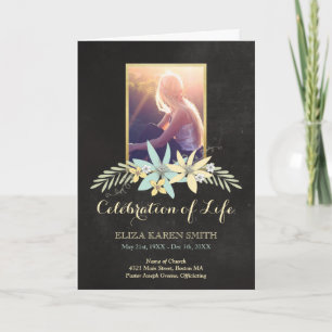 Floral Chalkboard Celebration of Life Program Programme