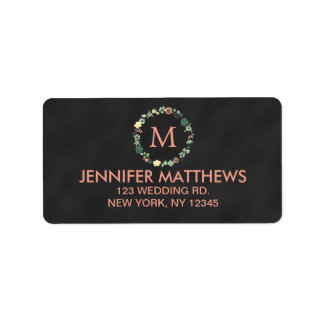 FLORAL CHALKBOARD MONOGRAM LABEL