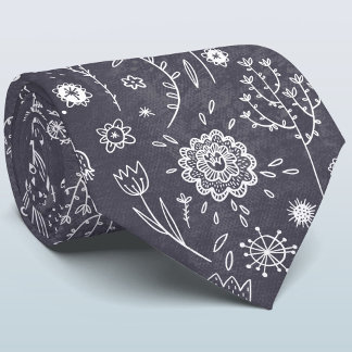 Floral Chalkboard Neck Tie