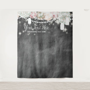 Floral Chalkboard Photo Booth Backdrop Tapestry