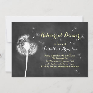 Floral Chalkboard Rehearsal Dinner Invite (yellow)