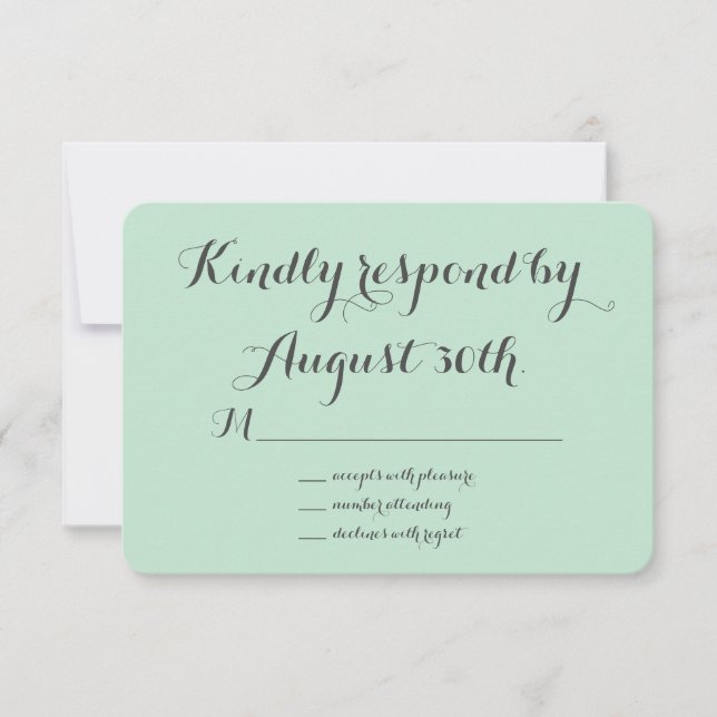 Floral Chalkboard RSVP (mint) Card (Front)