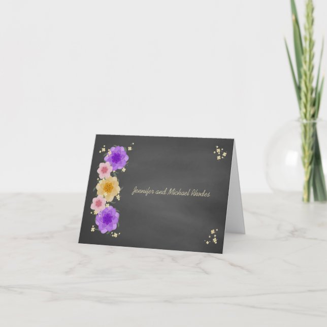 Floral Chalkboard Rustic Wedding Card (Front)