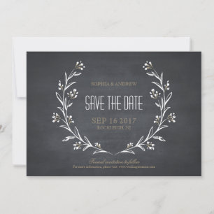 Floral chalkboard rustic wedding save the date