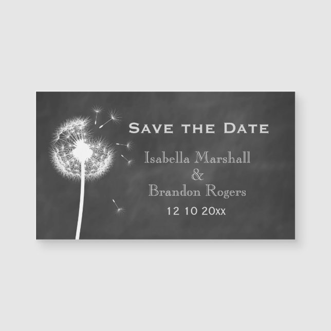 Floral Chalkboard Save the Date Magnet (Front)