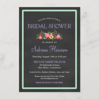 Floral Chalkboard Style Bridal Shower Invitations
