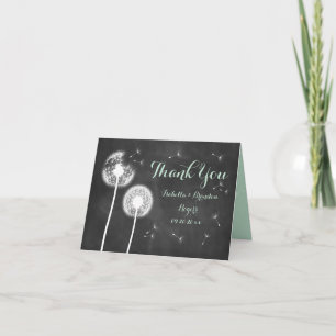 Floral Chalkboard Thank You Card (mint)