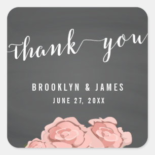 Floral Chalkboard Thank You Wedding Stickers