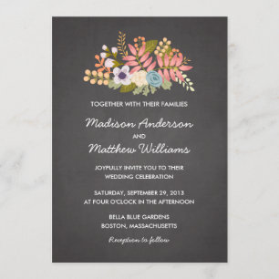 FLORAL CHALKBOARD WEDDING INVITATION