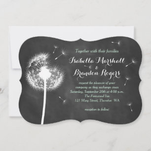Floral Chalkboard Wedding Invitation (mint)