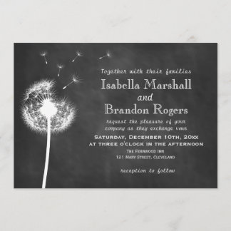 Floral Chalkboard Wedding Invite (white)