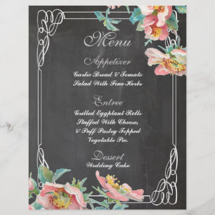 floral chalkboard wedding menu
