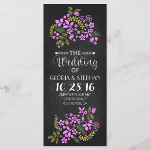 floral chalkboard wedding program cards