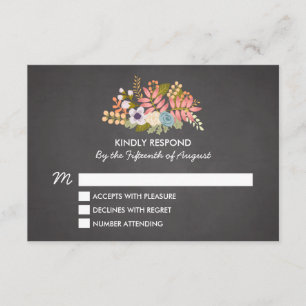 FLORAL CHALKBOARD WEDDING RSVP ENCLOSURE CARD