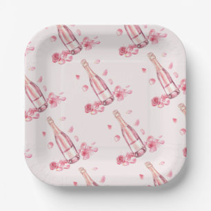  Floral Champagne   Bridal Shower Brunch Paper Plate