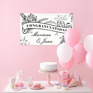 Floral Champagne Milestone Congratulations Banner