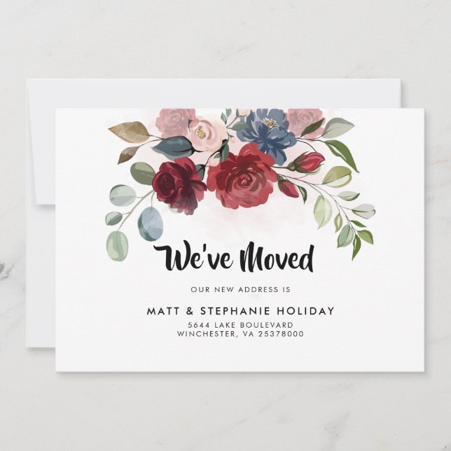 Floral Change of Address Update Moving Announcement (Front)
