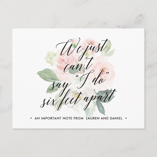 Floral Change of Plans Postponed Cancelled Wedding Announcement Postcard (Front)