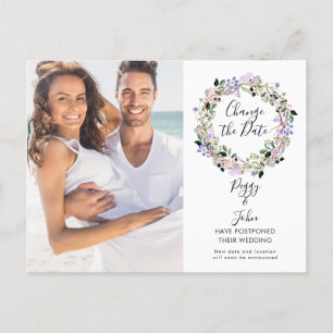 Floral Change the Date Postponed Cancelled Photo Announcement Postcard