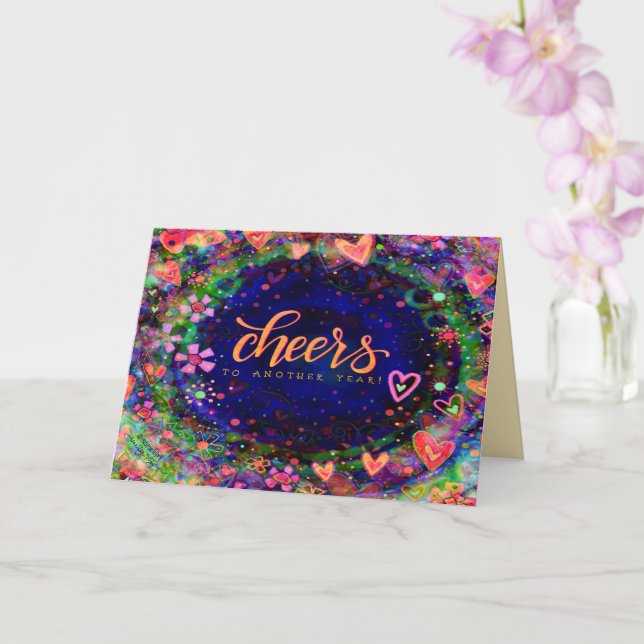 Floral Cheers to Another Year Pretty Fun Card (Orchid)