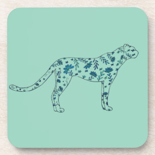 Floral cheetah coaster