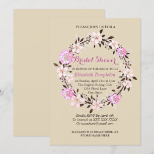 Floral Cherry Blossom and Clover Bridal Shower Invitation