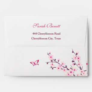 Floral Cherry Blossom Baby Shower Custom Name Envelope