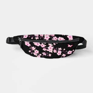 Floral Cherry Blossom Black Pink Monogram Bum Bags