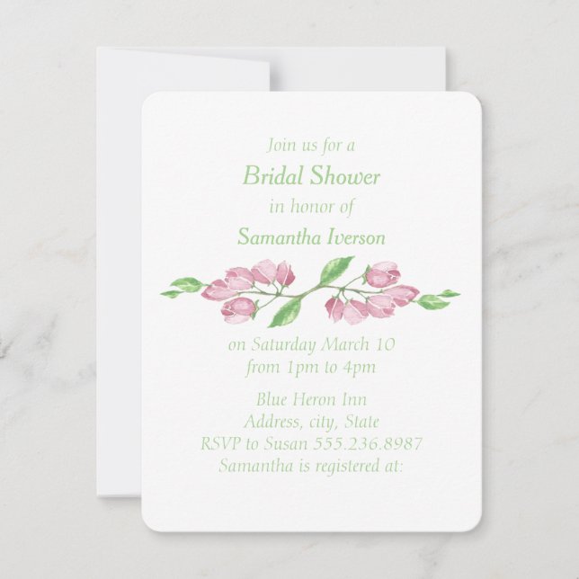 Floral Cherry Blossom Bridal Shower Invite (Front)