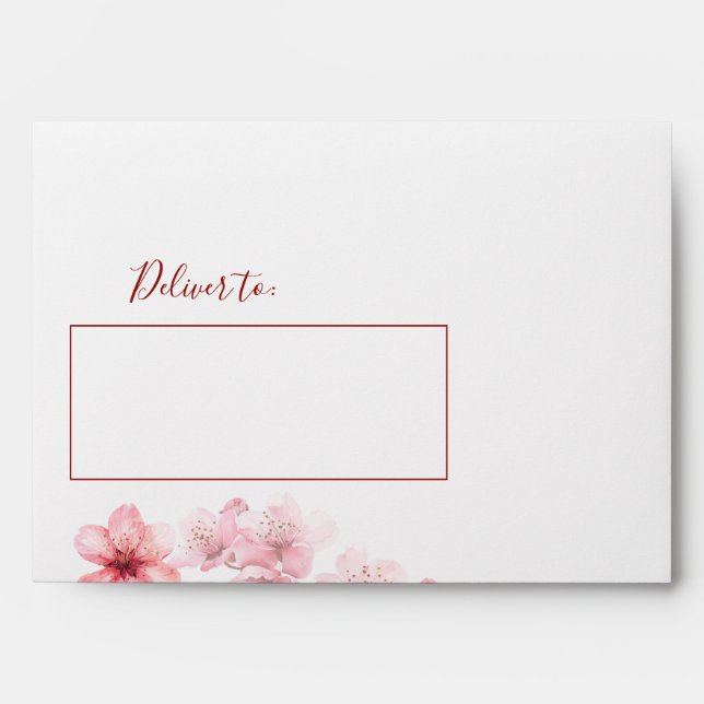 Floral Cherry Blossom Custom Name Envelope (Front)
